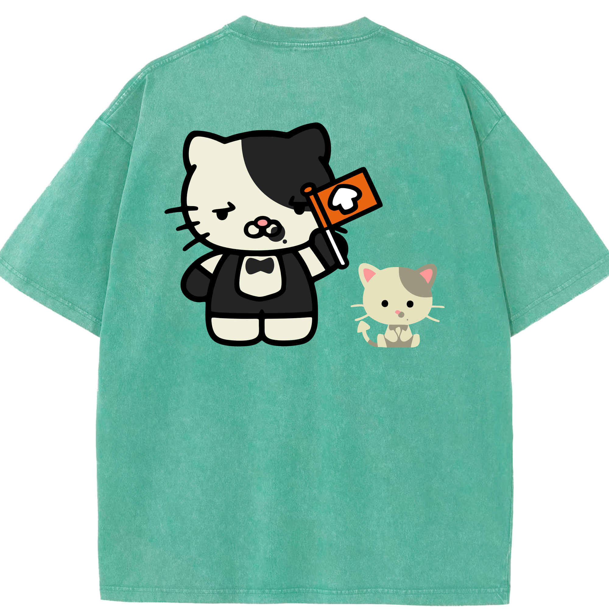 （画像用） Hello Kitty ハローキティ 綿100% ヴィンテージ風 半袖Tシャツ（背面プリント）
